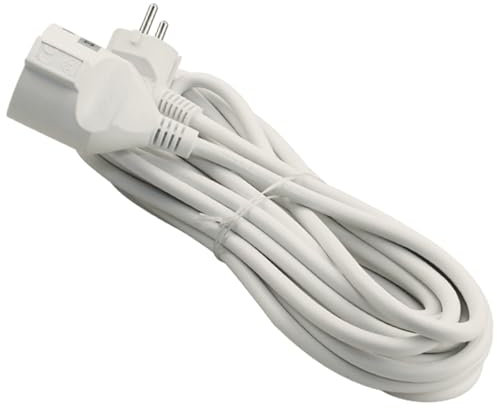 Cable alargador 3G, 1.5 ㎟, 8 m, Blanco - Ideal para Extender Conexiones eléctricas en Interiores y Exteriores.