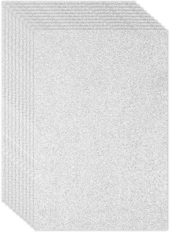 PATIKIL 10pcs EVA Hojas de Espuma con Purpurina, 2mm Grosor Plateado Esponja Papel Brillante Lámina Cuadrada, 30x20cm (L*A) para Manualidades DIY Regalo Collage Álbumes Decoraciones