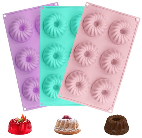 TOKSEO 3 mini moldes de silicona con 6 cavidades de silicona, mini moldes para hornear, antiadherente, molde pequeño para tartas, chocolate, gelatina