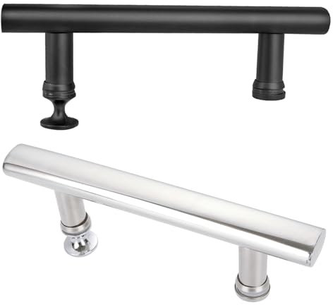Lot de 2 poignées de porte de douche modernes en acier inoxydable noir, 145 mm, pièces de rechange pour portes de douche rondes en verre, accès facile et design élégant