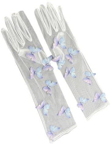 Limtula Tüll Handschuhe Für Themen Event Kleiderhandschuhe Weibliche Abendparty Zeremonielle Handschuhe Schleife Transparente Handschuhe Braut Handschuhe