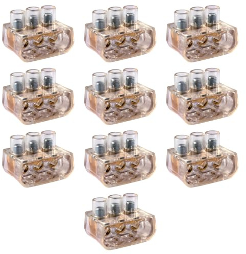 10 Morsetti forbox triplo, tripolare, sezione 3x 6mm² 6mmq, 3 poli, 3 fori, morsetto per cablaggio forbox, campanelle, in policarbonato e ottone, per scatole di derivazione, 500V 125A
