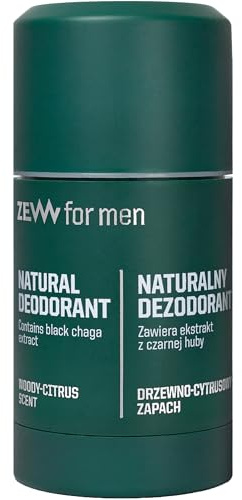 ZEW for Men Desodorante natural en barra con hub negro para hombres 80 g | Desodorante masculino | 97% de ingredientes naturales | Aroma a madera y cítricos | Protección contra el sudor 24 horas