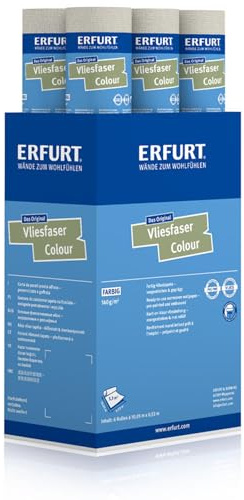 Erfurt Vliesfaser Colour 302-4 beige bedruckte Vliestapete mit Struktur modern 6 Rollen 10,05 x 0,53m