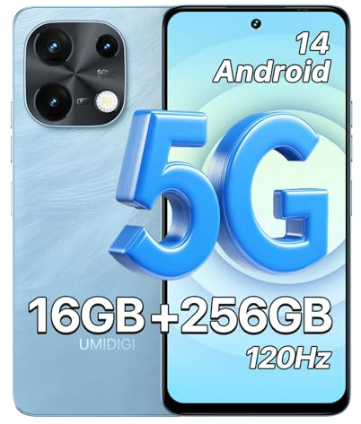 UMIDIGI Note 100 5G Smartphone, Android 14, 6.8 HD+ 120Hz Telefono Movil, 16GB+256GB/TF 1TB, Dual SIM/50MP+16MP/5000mAh/Face ID/GPS