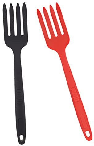 Mobestech 2pièces Fourchette De Cuisine Silicone Rouge Et Noir Fourchette Polyvalente Réutilisable Pour Pâtes Et Salade Outil Pratique Et Sûr Avec Poignée Confortable