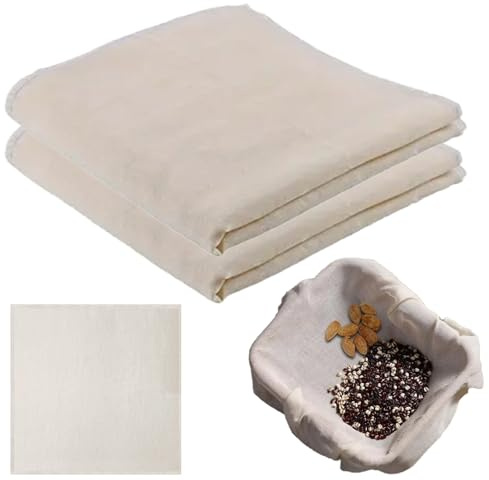 2 Pcs Cheesecloth, 50 x 50cm Unbleached Cotton Muslin Cloths for Cooking, Reusable Straining Cloth for Steaming, Filtering Food, Juice, Cheese & Tea