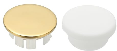 sourcing map 2Pcs Sink Overflow Ring, Universal Sink Overflow Drain Cover, Insert in Hole Single Layer Cap Round Caps for Bathroom Kitchen Basin Wash Basin, Titanium Gold/White