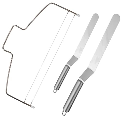 ZYLOUY Tortenschneider, 1 Kuchen-Schneidegerät Mit 2 Cremestreichern, 32×16,5 Cm Und 31,5 Cm/26,5 Cm×3 Cm, Gadgets Zum Keksbacken, Tortenbodenschneider Und Tortensäge