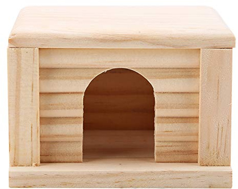 Phefop Hamsterhaus aus Naturholz, Solides, Feuchtigkeitsbeständiges, Abnehmbares Dach mit Vordertür und 2 Seitenfenstern für Kleintierkäfig oder Sortierbox