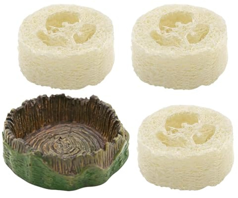 Vattenskål för skrapning, reptilfoder och dryckesskål med luffa- | Reptil inhägnad matskål för terrarier, inhägnader, spindlar, skavning, skavning, skavning och hoppsvansar