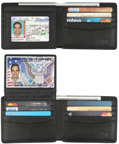 HIMI Wallet for Men-Genuine Leather RFID Blocking Bifold Stylish Wallet With 2 ID Window (Vintage Black)