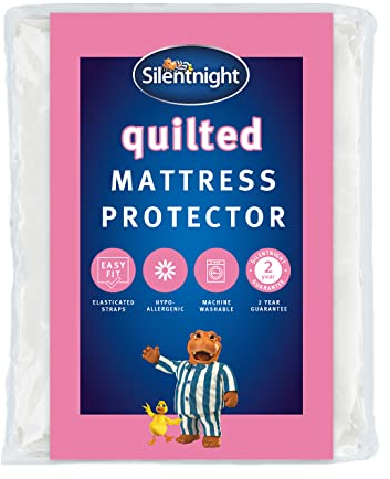 Silentnight Quilted Mattress Protector – Premium Luxury Soft Cosy Mattress Cover Protector Pad with Extra Deep Fit Elasticated Straps – Hypoallergenic, Super Soft and Machine Washable - Double