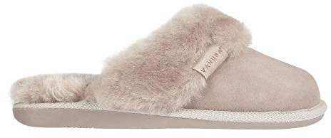 Vanuba Handgemacht Lammfell Warme Hausschuhe Damen Winter Slippers - Hauspantoffeln - Kuschel Pantoffeln Damen Plüsch - Damen Pantoletten Winter - Flache Slippers für Drinnen