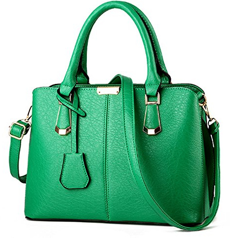 FiveloveTwo Damen Elegant PU Leder Schultertasche Shopper Top-Griff Tragetaschen Umhängetasche Große Handtasche und Geldbörsen Grün
