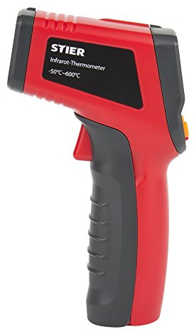 STIER Infrarot-Thermometer Messbereich -50 °C - 600 °C | 2x 1,5 V AAA Batterien, Displaybeleuchtung, Laser-Thermometer, Berührungslos, Temperatur messen