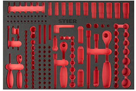 STIER Plateau en mousse souple (EVA) pour jeu de douilles 179 pièces, vide, pour servante d'atelier STIER, 570 x 400 x 30 mm, insert en mousse, insert outils