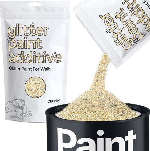 Hemway Champagne Gold Glitter Paint Additive Chunky 100g for Adding Sparkle | for Paints & Varnish | Paint Walls Sparkly Add to Emulsion, Acrylic or Lacquer Indoor