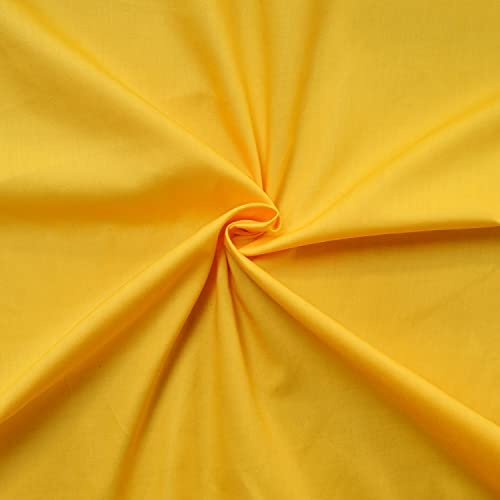 Tejido de popelín 100% algodón - Disponible en más de 20 colores - Se vende por piezas - Telas para manualidades (1m x 1m46, Amarillo)