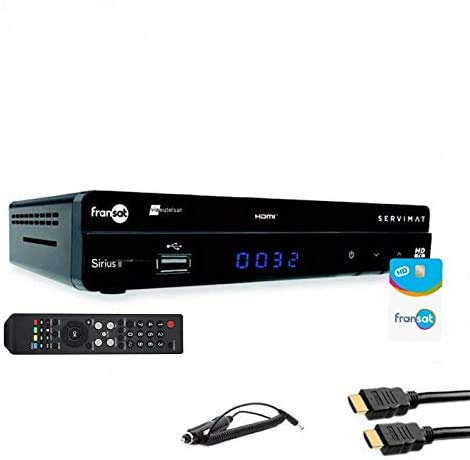 Servimat - Receptor de TV Satélite HD + tarjeta Fransat PC6 + cable HDMI + cable 12 V