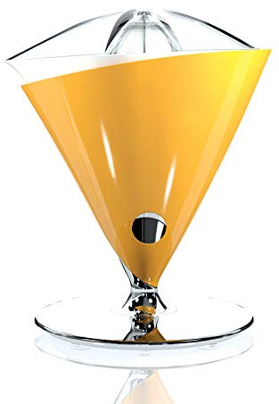 BUGATTI, Vita, Exprimidor eléctrico, Velocidad 90-95 rotaciones por minuto, Capacidad 0,6 litros, Filtro en acero inoxidable, 80 W, Diseño elegante, Color Amarillo