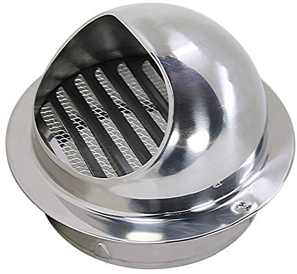 QWEASDF Ø50-300 mm Edelstahl Lüftungsgitter Wetterschutzgitter, Zuluft Abluft Gitter, Rund für Ablufthaube/Belüftungen, Kugelform + Insektenschutzgitter Dunstabzug Außen,300mm
