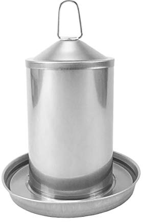 Sterico Hühnertränke | 304er Edelstahl | Rostfrei | BPA-frei | Frei von gefährlichen Kanten | Überlaufsicher | Aufhängbar und Aufstellbar | Geflügeltränke | Wassertrog | Wasserspender für Hühner 3L