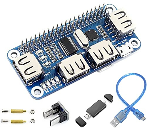 Youmile 4-Port USB-Hub mit USB2.0/1.1, Onboard zu UART, Micro-USB-Anschluss und Kartenleser für Raspberry Pi