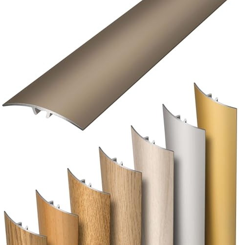 Dalsys Übergangsprofil selbstklebend, zum Stecken und verbinden 93cm x 37mm aus Aluminium, Boden Übergangsleiste Höhenausgleich in Champagner