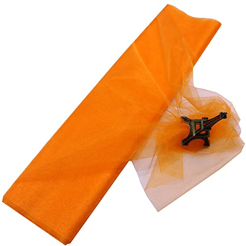 Tissu décoratif en organza 48 cm x 10 m Pour la couture de voiles de mariée,jupes Ruban décoratif en organza pour mariage,fête,banquet,chemin de table Nœud cadeau Bricolage Décoration de Noël Orange