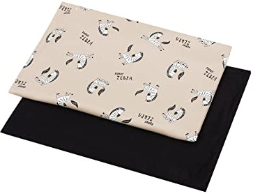 1buy3 Duo-Set Jersey Stoff Gemustert zum nähen | 92% Baumwolle, 8% Elasthan | Kinderstoff | Baumwolljersey | Muster: Zebra beige + Schwarz |2 x 50cm x 160cm | Grundpreis je m² = 9,36