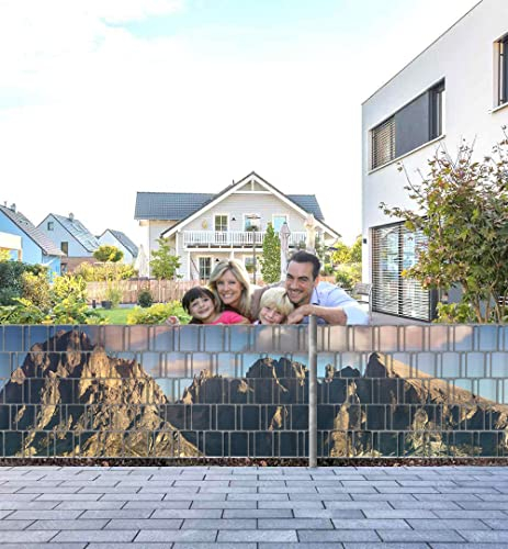 MyMaxxi Infinity Zaunsichtschutz - Gebirge mit Wäldern und Wolken - Sichtschutzstreifen für Doppelstabmattenzaun - Windschutz Sonnenschutz Blickdicht - Sichtschutz Garten Teil1 + Teil2-500x100cm