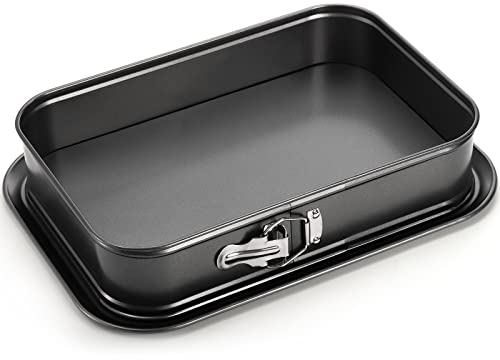 SOUJOY Springform Kuchenform Antihaft-Käsekuchenform Große rechteckige Kuchenform mit abnehmbarem Boden Eiscreme-Kuchenbackform, 39,3 x 27,8 x 7,7 cm, Schwarz