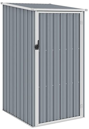 YEZIYIYFOB Gerätehaus Grau 87x98x159 cm Verzinkter Stahl Gartenschrank Gartenhaus Metall Fahrradgarage Gartenschrank Wetterfest Fahrradunterstand GeräTehaus Metall Outdoor Schrank Viel Platz