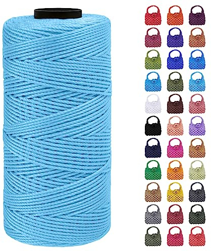 LEREATI Macrame Cuerda 1.5mm x 200m, Hilo Macrame 1.5mm 3 Capas Cordel, Cordón para Macramé Manualidades, DIY Bolsa, Colgante, Decoracion Paredes (Azul Agua)