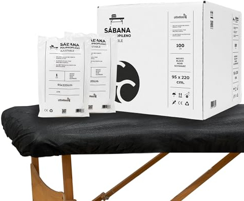 100 Stück Einweg Bettlaken Verstellbar 95x220 cm Schwarz - Kosmetikliege Bezug, Massageliege Auflage - Einweg Vliesstoff für SPA, Tattoo, Massagesalon, Kosmetikstudio Zubehör, Liegen Unterlage | Einweg-Bettwäsche, verstellbar