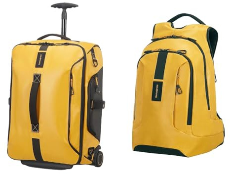 Samsonite Paradiver Light - Reisetasche/Rucksack mit 2 Rollen S, 55 cm, 51 L, Gelb (Yellow) & Paradiver Light - Laptoprucksack L+ 15.6 Zoll, 48 cm, 24 L, Gelb (Yellow)