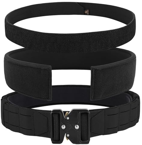 KRYDEX GEAR Ceinture Tactique 2 Pouces avec Dégagement Rapide - Ceinture de Combat et de Travail Militaire, Découpée au Laser (Noir, M)