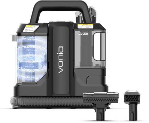Vonia Lavatappeti portatile, 450W – Lava tappezzeria, divani e auto – Smacchiatore per moquette, sedili e peli di animali – Serbatoio removibile, nero