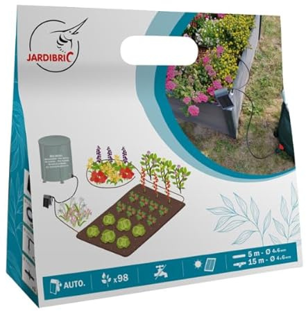 Jardibric - Kit Arrosage Goutte à Goutte Solaire 15 m - Pompe Programmable - Autonome Sans Électricité