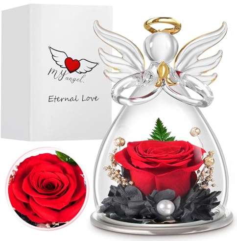 Laspi Engel Ewige Rose Muttertag,Glas Rose Muttertagsgeschenke für Mama,Infinity Rose Geschenke für Frauen,Geburtstagsgeschenk Für Frauen, Mama,Oma