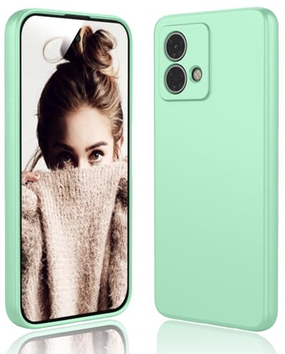DESSEN Funda para Motorola Moto G84 5G - Líquida Silicona Carcasa con Forro de Microfibra Antiarañazos Delgada y Suave TPU Cover Anti-Choques Protectora Case, Verde Claro