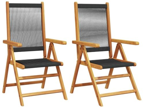 vidaXL Klappstühle, 2 Stück, schwarz, Massivholz Akazie und Polypropylen