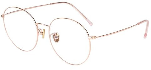 Runde Lesebrille aus Metall für Frauen, Vintage Anti Blaulicht Lesehilfe, Leichte, Flexible Damenbrille(Rose Gold,1.5)