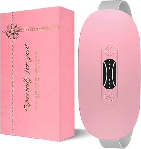 Almohadilla térmica menstrual,Cinturón de Calentamiento Eléctrico USB para el Vientre,con 3 niveles de calor y 3 modos de masaje, regalos de cumpleaños para mujeres y niñas (pink)