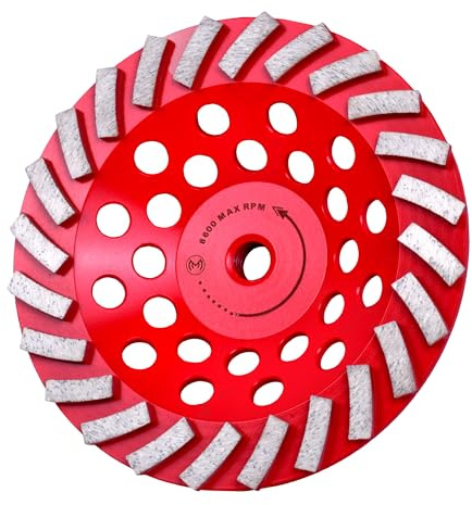 MonoPro Diamond Grinding Wheel 7 inch for Angle Grinder, Concrete Grinding Wheel 24 Segments, Cup Grinding Wheel, Turbo Row Diamond Cup Wheel for Grinding Concrete, Cement, Masonry - Medium Bond
