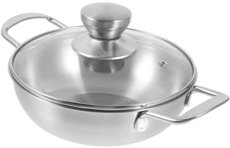Happyyami 1juego Wok De Acero Inoxidable De Tapa para Cocinas De Inducción y Uso Al Aire Utensilio De Cocina Práctico y Duradero para Picnic y Camping