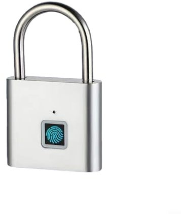 SMZhomeone Fingerprint Padlock Keyless USB Charging Fingerprint Lock Save 10 Fingerprint Smart Padlock Waterproof For Cabinets School Locker Backpacks Luggage Bicycles(silver)