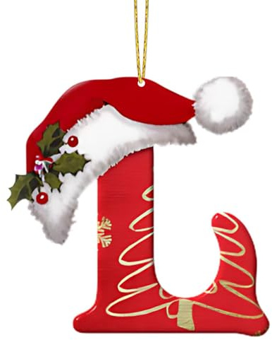 Weihnachtsdekoration, 26 Buchstaben, personalisierbar, DIY-Weihnachtsmütze, Buchstaben-Anhänger für Weihnachtsbaum, Weihnachts-Alphabet, hängende Ornamente für Weihnachtsfeier, Geschenke (L)