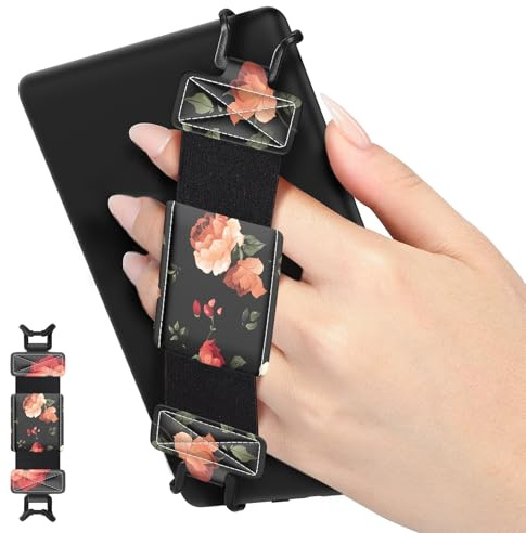 MoKo Soft Hand Strap for 6-8 Kindle eReaders Fire Tablet Kindle/Kobo/Voyaga/Lenovo/Sony Kindle E-Book Tablet, Black High-Elasticity Versatile Hand Strap Lightweight Finger Grip Holder, Rose